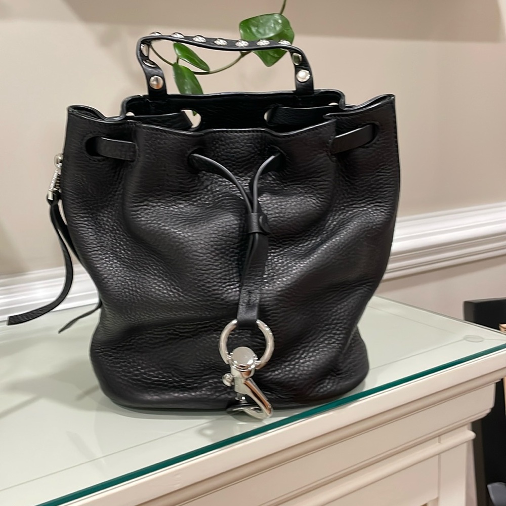 Rebecca Minkoff Black Small Studded Bucket Backpack